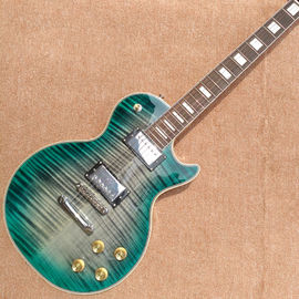 Chine Nouvelle guitare électrique de haute qualité sur mesure LP, Green&amp;blue Flame Maple Top Rosewood fingerboard guitare électrique, gratuit fournisseur