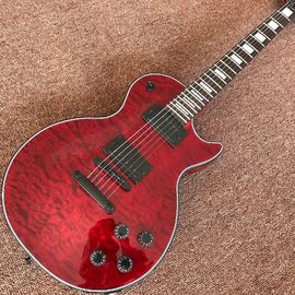Chine Nouvelle guitare électrique personnalisée Vente à chaud couleur rouge Guitare électrique à 6 cordes Guitares avec liaison noire et matériel noir fournisseur