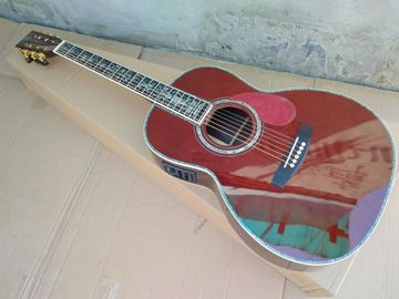 Chine Guitare acoustique de style 39 pouces rouge vin, vraie Abalone incrustations, plateau d'ébène, solide pin haut guitare acoustique fournisseur