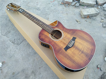 Chine bois de koa Jumbo acoustique artisanale 12 cordes appui-bras découpé 12 cordes guitare électrique acoustique personnalisée fournisseur