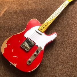 Chine Guitare électrique, faite à la main 6 piqûres guitare télédiffusion guitare électrique Télé Guitare électrique reliques à la main couleur rouge maître construire relique TL fournisseur