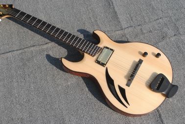 Chine Guitare électrique à six cordes de jazz personnalisée de haute qualité double trou de couteau guitare électrique à demi-hollow en couleur bois fournisseur