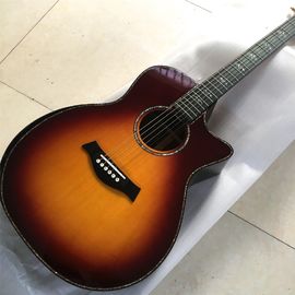 Chine Sunset Solid sapin haut G914s guitare acoustique, vrais abalone incrustations ébanous fingerboard Guitare acoustique électrique fournisseur