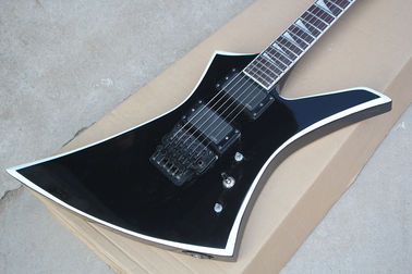 Chine Guitare électrique à corps noir, blanc Floyd Rose, collier blanc, matériel noir, Rosewood Fretboard fournisseur