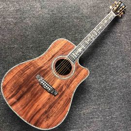 Chine 2020 Nouvelle guitare acoustique KOA de luxe, faite à la main, avec 100% d'incrustation d'abalone fournisseur
