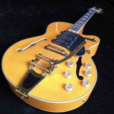 Chine Guitare électrique de jazz dorée personnalisée en jaune fournisseur