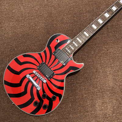 Chine Guitare électrique personnalisée Grand LP Style G-Zakk Wylde Bullseye en cerisier Sunburst Moulin à vent Peinture Chrome Hardware fournisseur