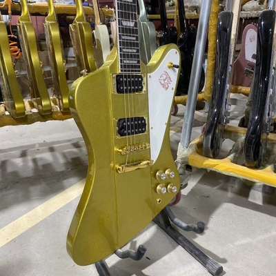 Chine Guitare électrique personnalisée de style Grand Firebird en couleur dorée avec matériel en or Corps d' acajou Rosewood Fingerboard fournisseur