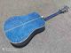 Guitare acoustique personnalisée en épinette solide en forme de D en couleur bleue en placage en érable fournisseur