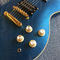 Guitare électrique personnalisée en bleu métallique avec matériel en or fournisseur