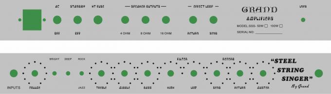 Les reproductions de Dumble copient l'amplificateur en acier d'instrument de musique de la tête 50W d'amplificateur de guitare du chanteur SSS de ficelle d'ampère