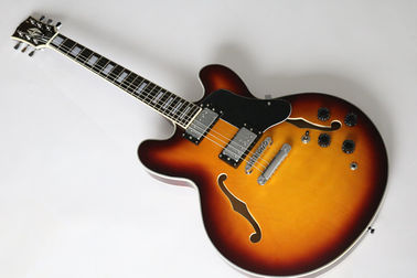 Chine Nouveau style tabac éclatement de l'or de la barque de requin nageoire creuse Guitare électrique la guitare jazz creuse fournisseur
