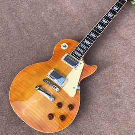 Chine Un morceau de corps et de cou LP guitare électrique haut de tigre jaune réglant le pont Matic adjacent fournisseur