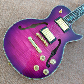 Chine Guitare électrique sur disque LP personnalisé avec haut et arrière de liaison Abalone fournisseur