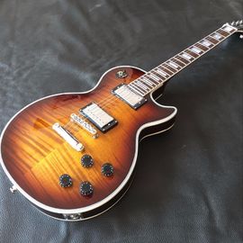 Chine 2017 mise en ligne personnalisée 1959 R9 Tiger Flame LP Guitare électrique,Chrome hardware,Chibson solide guitare LP en acajou fournisseur