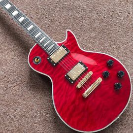 Chine Nouvelle guitare électrique LP personnalisée de haute qualité, couleur éclaboussure Quilte Maple rouge guitare électrique sur mesure magasin fournisseur