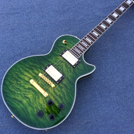 Chine Guitare électrique LP personnalisée Chibson, Guitare électrique Green Flame Maple Top avec matériel or fournisseur