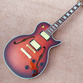 Chine Guitare électrique à carrosserie semi-hollow avec trous F, Flame Maple Top &amp; Back fournisseur