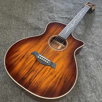 Chine 6 cordes personnalisées KOA Bois Taylor Style Guitare acoustique finition brillante Corps Matt Cou Open Tuner fournisseur