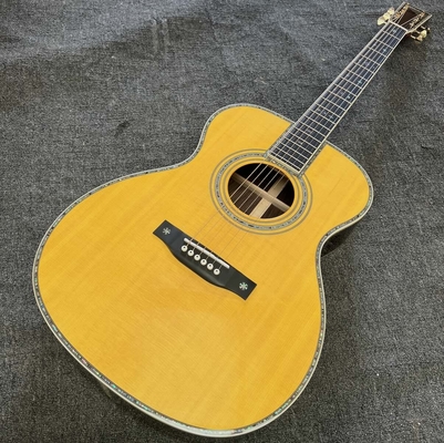 Chine Custom Logo on Headstock, Solid Spruce OM Body Solid Rosewood Back Side Acoustic Electric Guitar Abalone Binding fournisseur