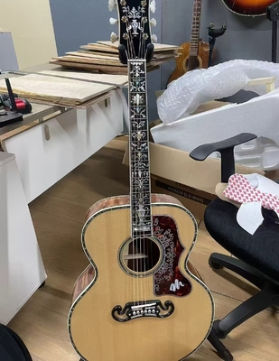 Chine Custom 43 pouces SJ200 JUMBO SOLID arrière côté acoustique guitare électrique Abalone liant fournisseur