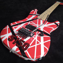 Chine 5150 série rayée rouge/noir/blanc, clavier en érable, Floyd Rose verrouillage Tremol Wolfgang Eddie Van Halen style guitare fournisseur