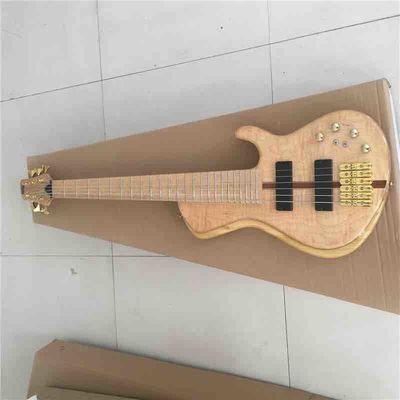 Chine Disque porté sur mesure en érable haut 6 cordes basse Guitare cou à travers le corps ébène tableau d'empreintes digitales Active Pickups Bass électrique fournisseur