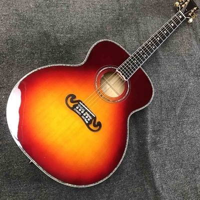 Chine J200 personnalisé Flamed Maple Back Side Abalone Binding 550A Guitare électronique acoustique dans Sunburst fournisseur