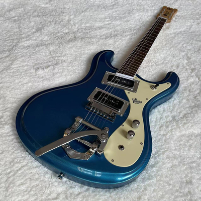 Chine Personnalisé 1966 Ventures Mosrite Zero Fret JRM Johnny Ramone Guitare électrique Tremolo Tailpiece en couleur bleue fournisseur