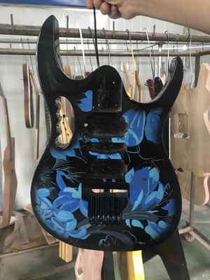 Guitare électrique personnalisée Ibanez style Jem77p Steve Vai en motif floral bleu fournisseur
