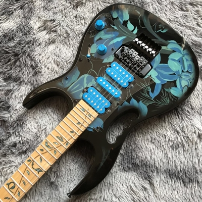 Guitare électrique personnalisée Ibanez style Jem77p Steve Vai en motif floral bleu fournisseur