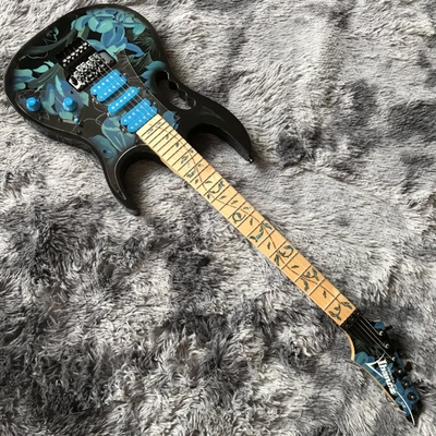 Guitare électrique personnalisée Ibanez style Jem77p Steve Vai en motif floral bleu fournisseur