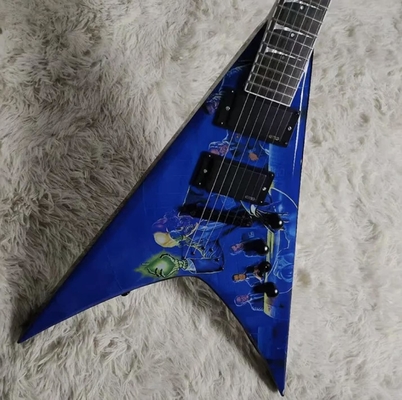 Fabrique personnalisé corps spécial bleu Flying V Guitare électrique Hardware noir avec une qualité supérieure fournisseur