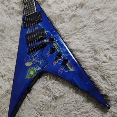 Fabrique personnalisé corps spécial bleu Flying V Guitare électrique Hardware noir avec une qualité supérieure fournisseur