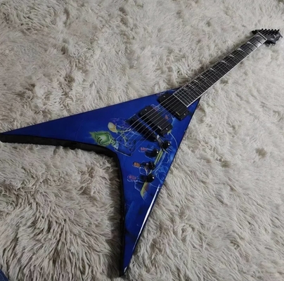 Fabrique personnalisé corps spécial bleu Flying V Guitare électrique Hardware noir avec une qualité supérieure fournisseur