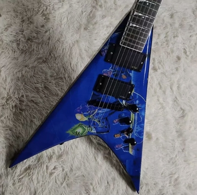 Fabrique personnalisé corps spécial bleu Flying V Guitare électrique Hardware noir avec une qualité supérieure fournisseur