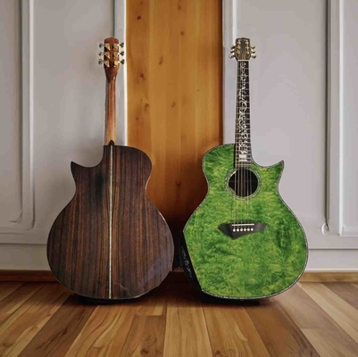 Guitare acoustique personnalisée de 41 pouces Grand Style 6 cordes à coupure simple en couleur verte transparente fournisseur