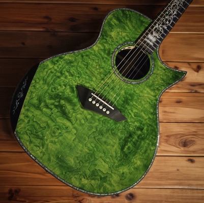 Guitare acoustique personnalisée de 41 pouces Grand Style 6 cordes à coupure simple en couleur verte transparente fournisseur