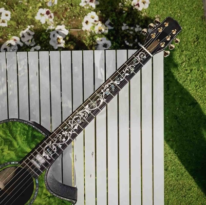 Guitare acoustique personnalisée de 41 pouces Grand Style 6 cordes à coupure simple en couleur verte transparente fournisseur