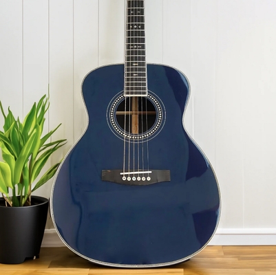 Marine bleu solide solide bois de rose des Indes orientales arrière OM Guitare acoustique 000-14 Fret haut d'épinette européenne fournisseur