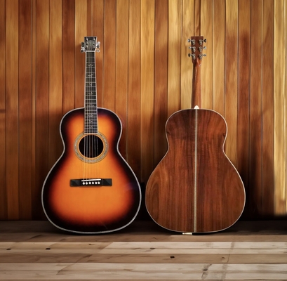 12-Fret Single 0 Shape Guitare faite à la main avec un joint de queue de pigeon Guitare acoustique solide KOA Dos fournisseur