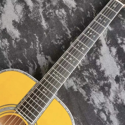Guitare acoustique jaune de la série OM42 en bois massif de 40 pouces personnalisée fournisseur
