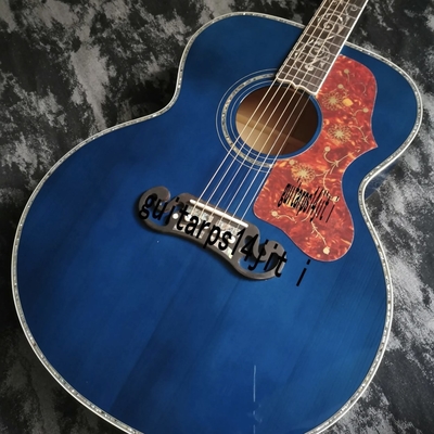 43 pouces série J200 fantôme d'eau bleu peinture brillante abalone incrusté guitare acoustique fournisseur