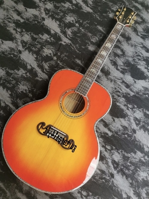 Guitare acoustique personnalisée de 43 pouces de la série SJ200, édition limitée, peinte à la main, brillante et incrustée d'abulon fournisseur