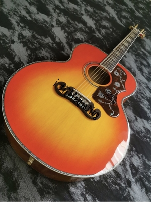 Guitare acoustique personnalisée de 43 pouces de la série SJ200, édition limitée, peinte à la main, brillante et incrustée d'abulon fournisseur
