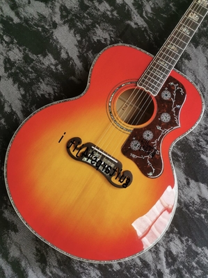 Guitare acoustique personnalisée de 43 pouces de la série SJ200, édition limitée, peinte à la main, brillante et incrustée d'abulon fournisseur