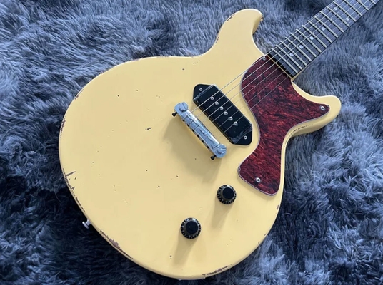 Guitare électrique personnalisée en GB Style Hand Made Heavy Relic Couleur jaune Pickup P90 fournisseur