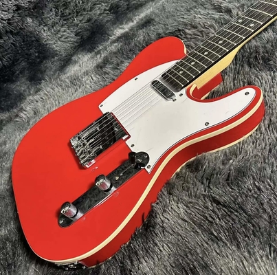 Guitare électrique personnalisée, corps en acajou, couleur rouge, double liaison, planche à cordes en bois de rose, 6 cordes, 22 frets, dropship fournisseur