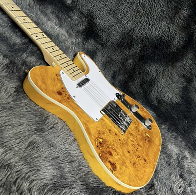 Guitare électrique, haut en érable, couleur jaune, corps en acajou, clavier en érable, liaison unique fournisseur