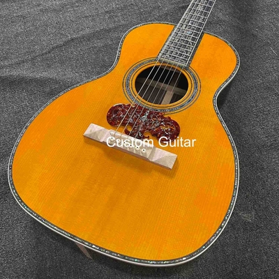 6 cordes personnalisées OEM en bois massif guitare acoustique OO 38 pouces corps pont ébène fournisseur
